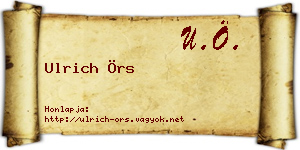 Ulrich Örs névjegykártya